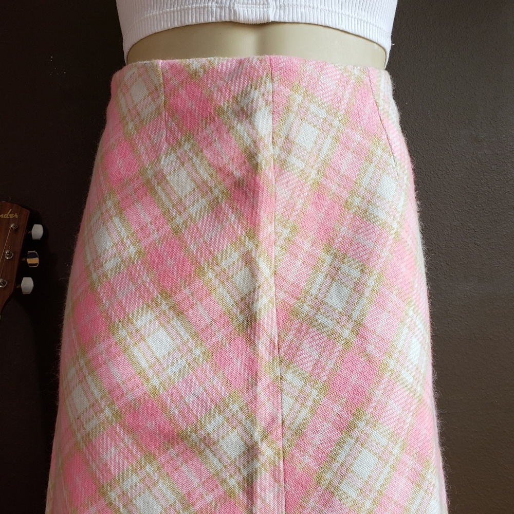 Vintage 60s Pink Plaid Mini Skirt - Picture 9 of 13